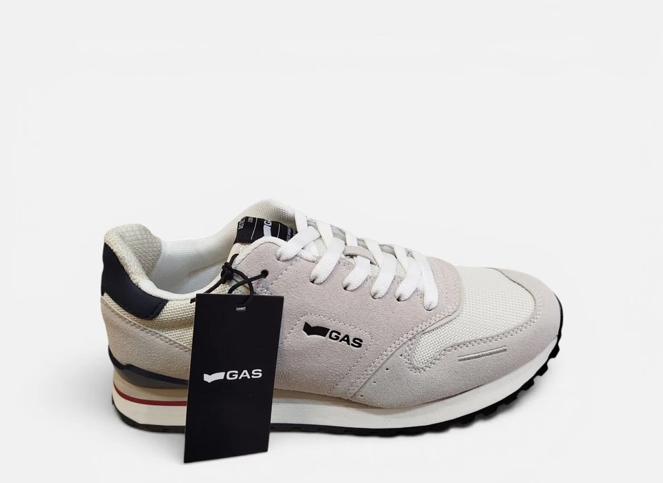GAS Alba Mix GAM613600 Sneakers Uomo Bianco Blu Navy con Lacci