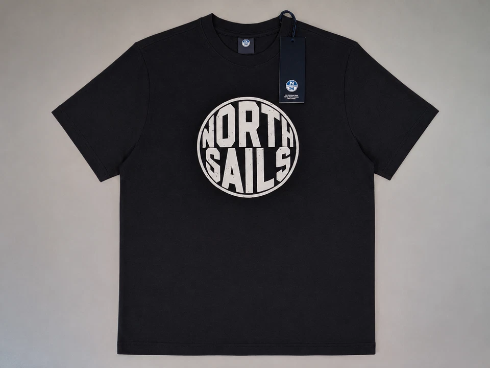 North Sails T-Shirt Uomo Nera Maxi Logo Cotone 902836000 M L