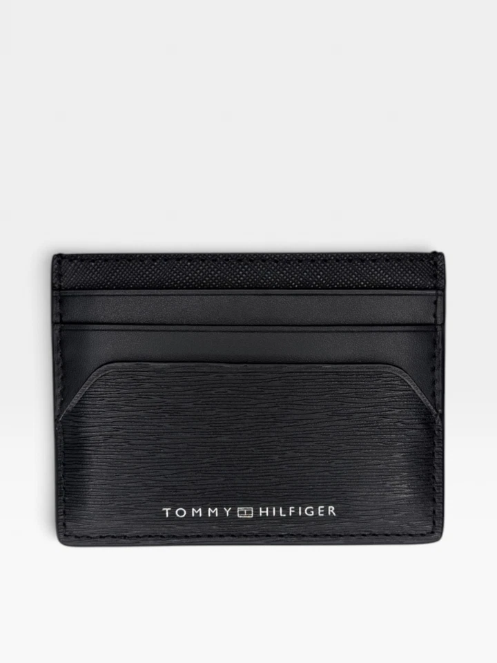 Tommy Hilfiger Portacarte Uomo Nero Vera Pelle AM0AM12510 BDS Con Scatola
