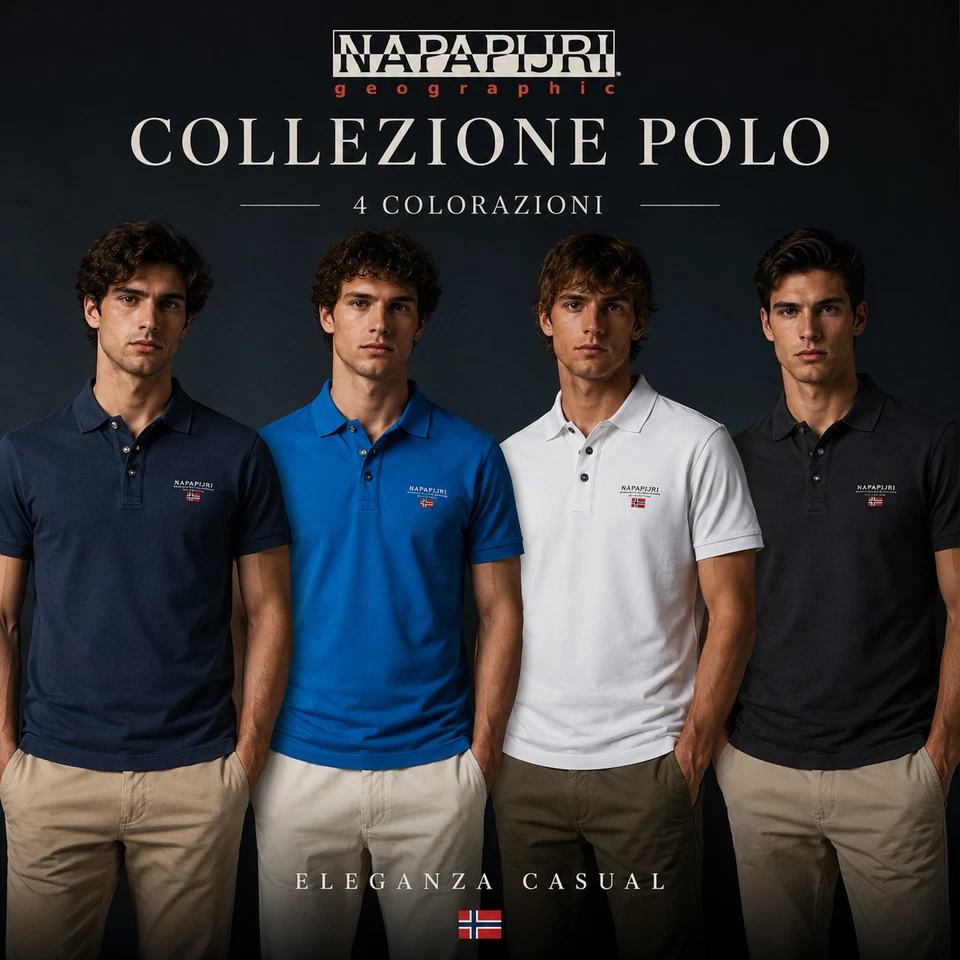 Napapijri Polo Uomo ELBAS SS 4 NP0A4GDL Cotone M L XL 4 Colori Nuova
