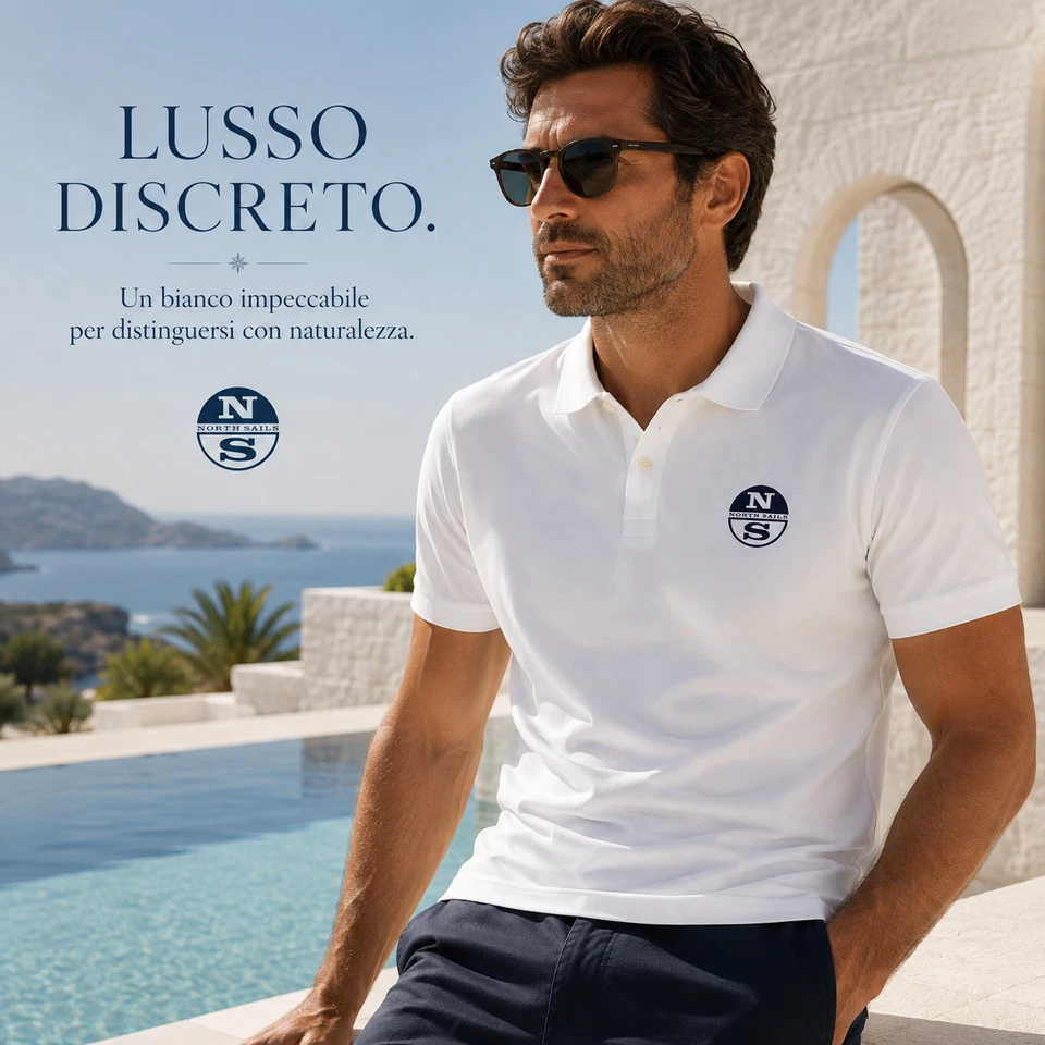 North Sails Polo Uomo Bianca Maxi Logo Cotone 995013000 M L 2XL