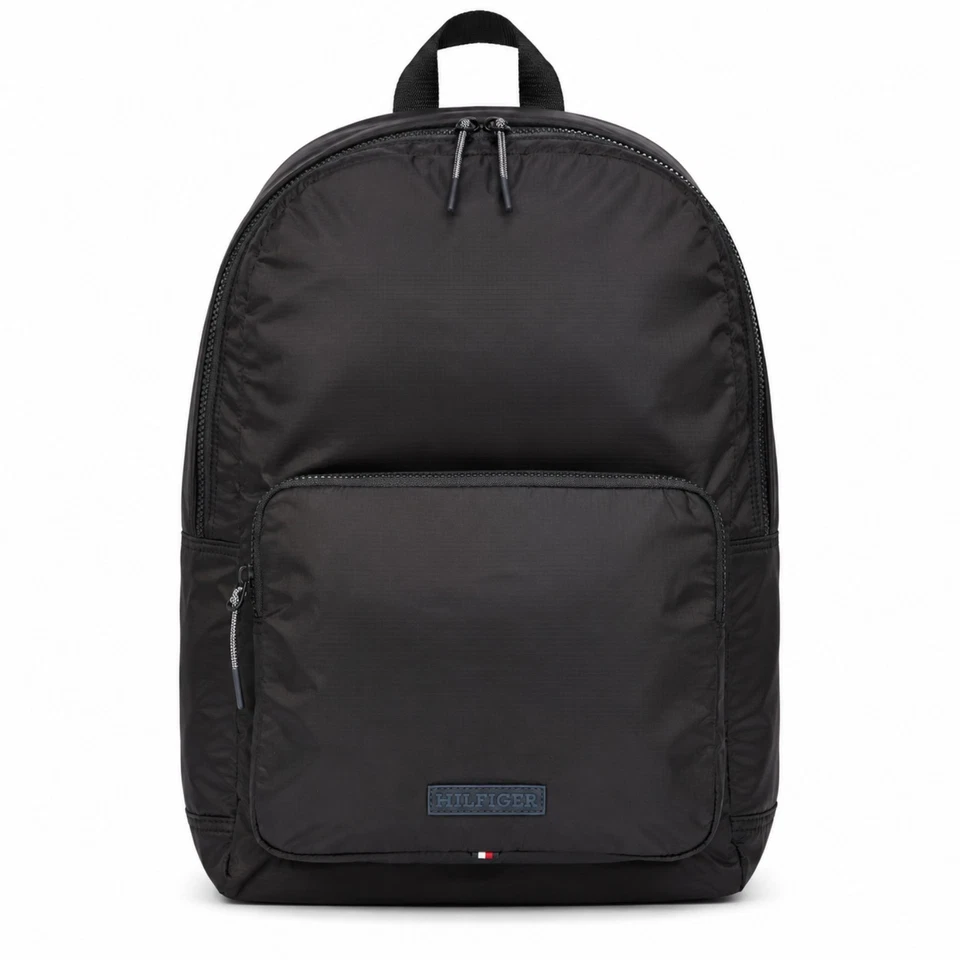 Tommy Hilfiger TH Monotype Dome Zaino Uomo Nero AM0AM12678 Nuovo
